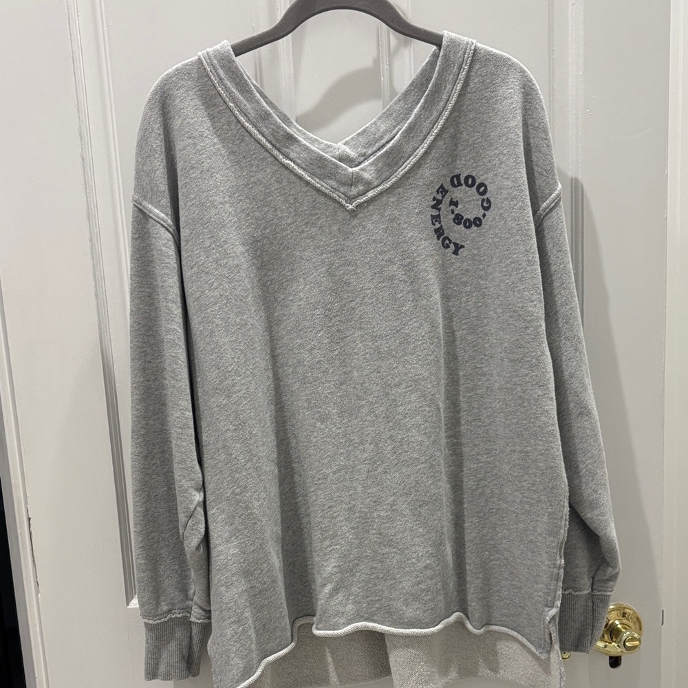 Aerie Heather Gray V neck Sweatshirt